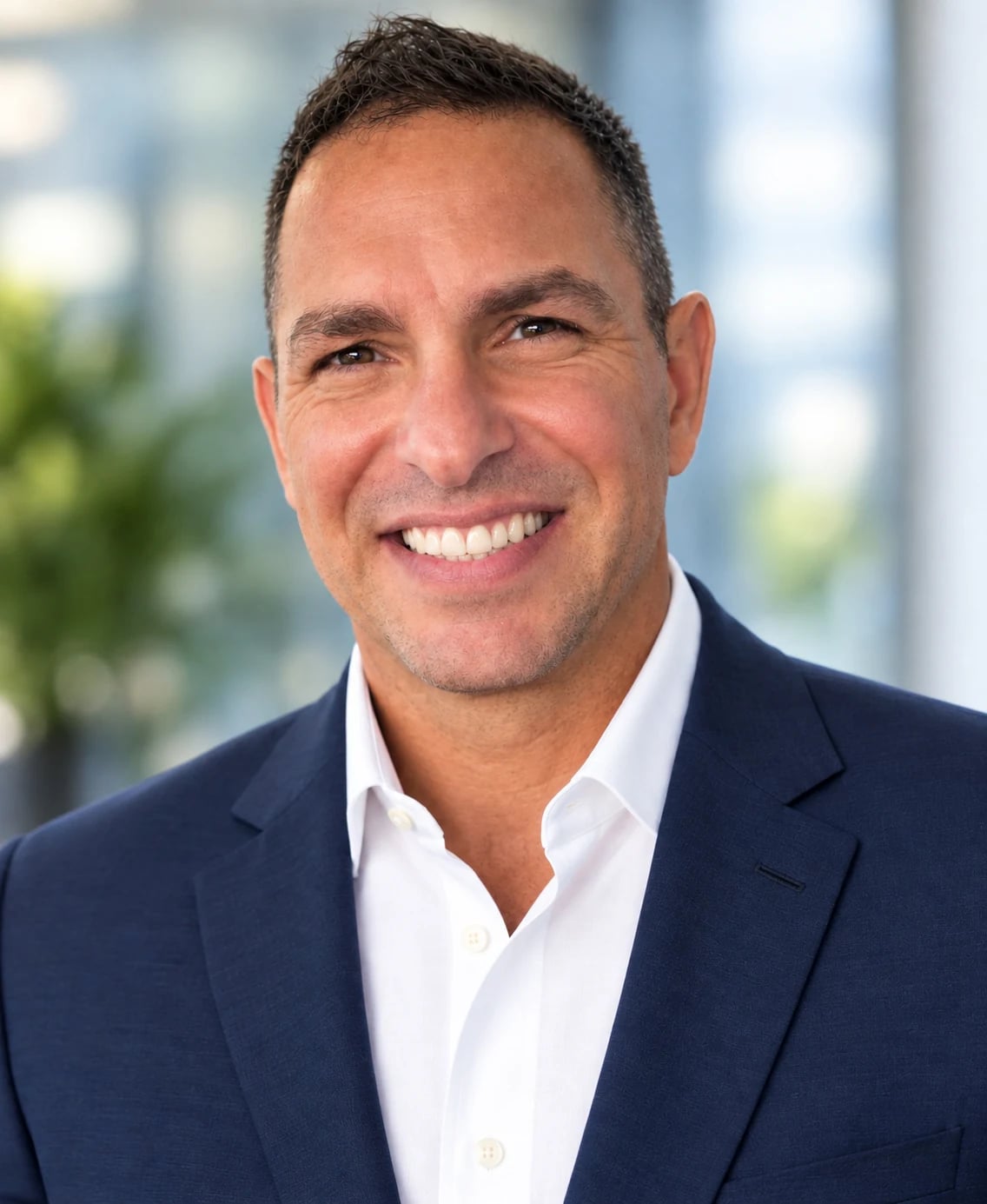 Chip Manuel, co-founder of Marrow Systems, wearing a navy blue suit